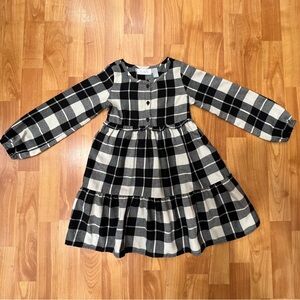 Black and White Tiered Ruffled Long Sleeve Dress